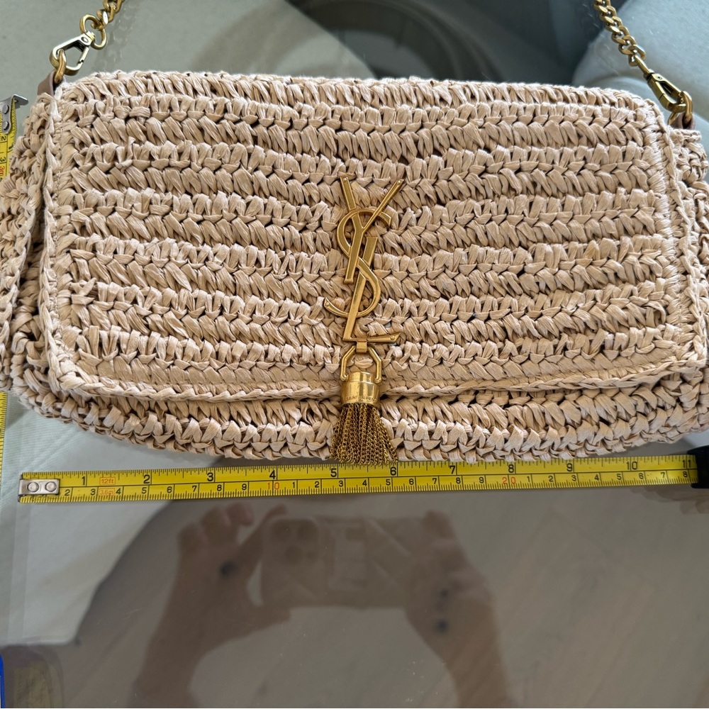 Saint Laurent  YSL Beige Raffia Woven Crossbody - Picture 4 of 6